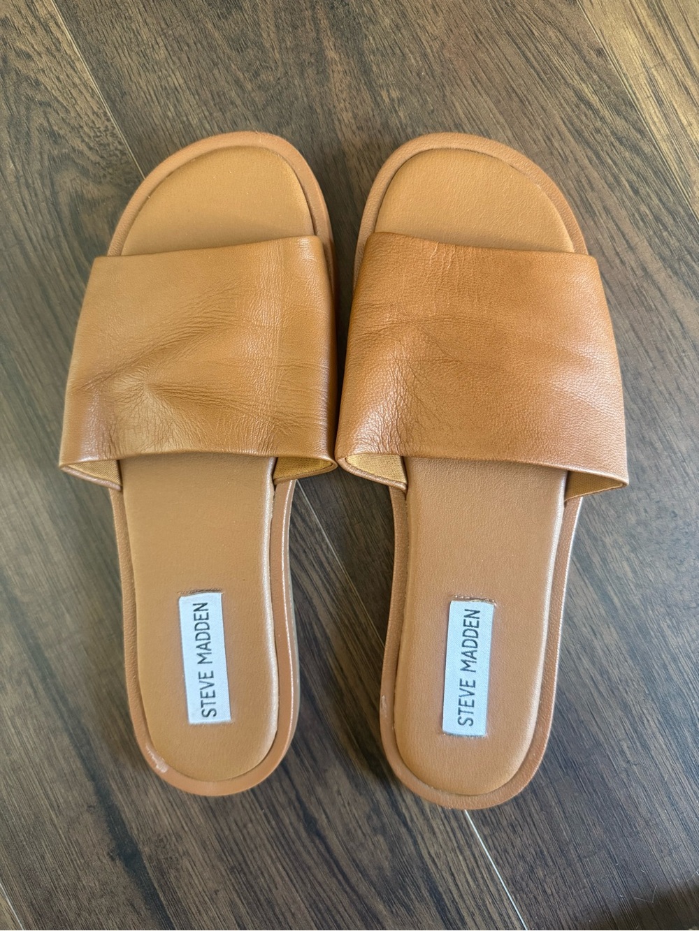 Steve Madden Cognac Leather Slide Mules